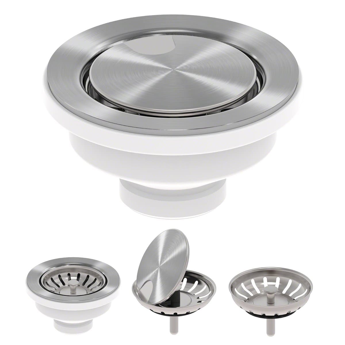 VersiDrain Assembly with Strainer Basket, FlipCap and Water Stopper, Stainless