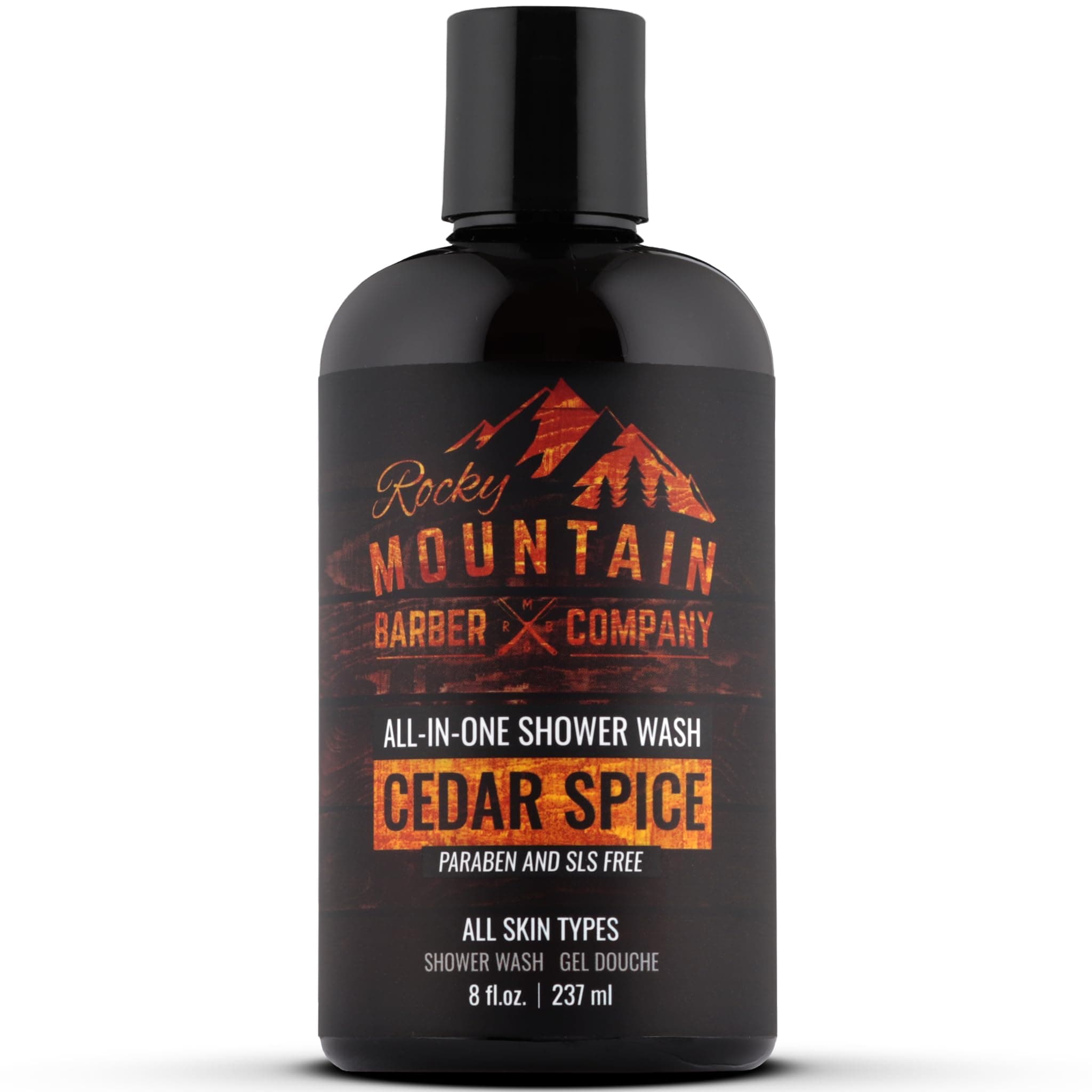 Cedar Spice All-In-One Body Wash – Shampoo, Body Wash, Conditioner, Face Wash & Beard Wash with Essential Oils - 8 oz