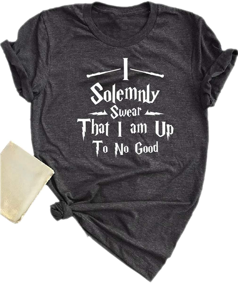 I Solemnly Swear That I am up to No Good T-Shirt Casual Happy Halloween Tees Top