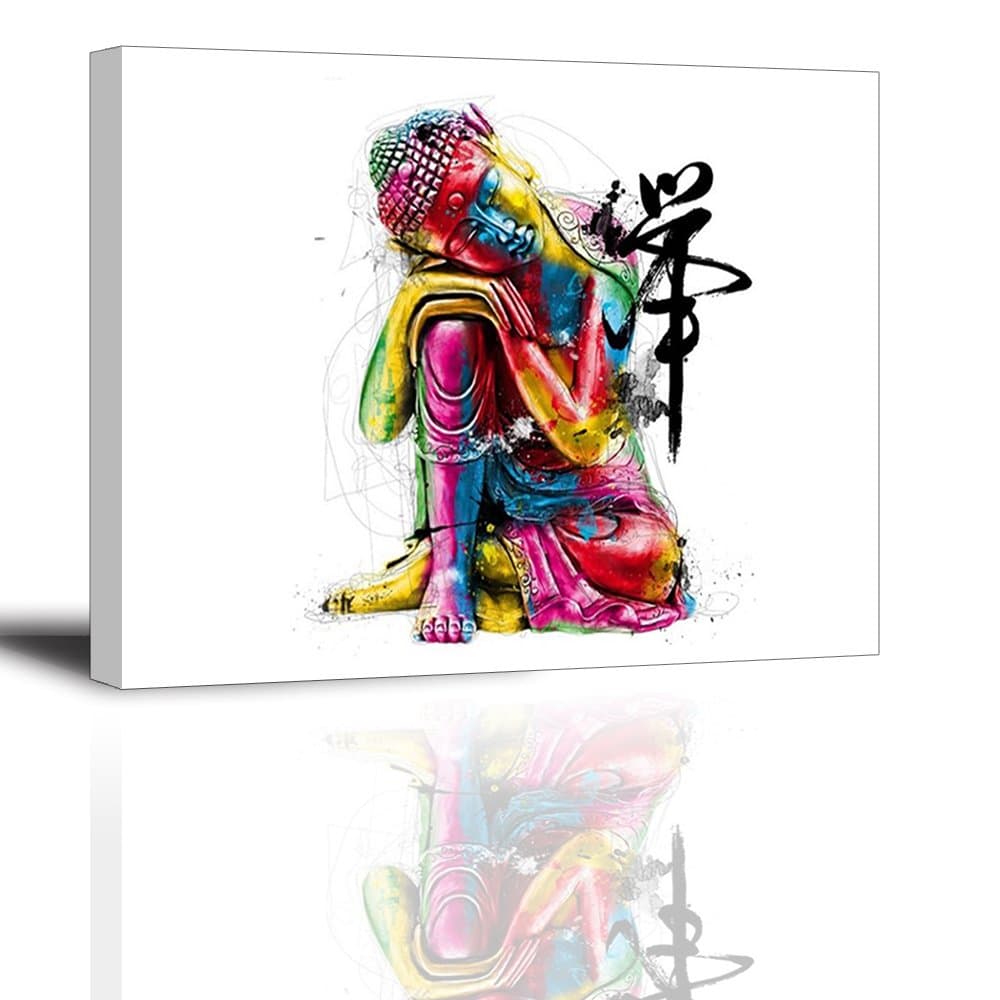 Buddha Statue Wall Art - Ready to Hang Canvas Prints for Bedroom, Waterproof, 12x16 inch