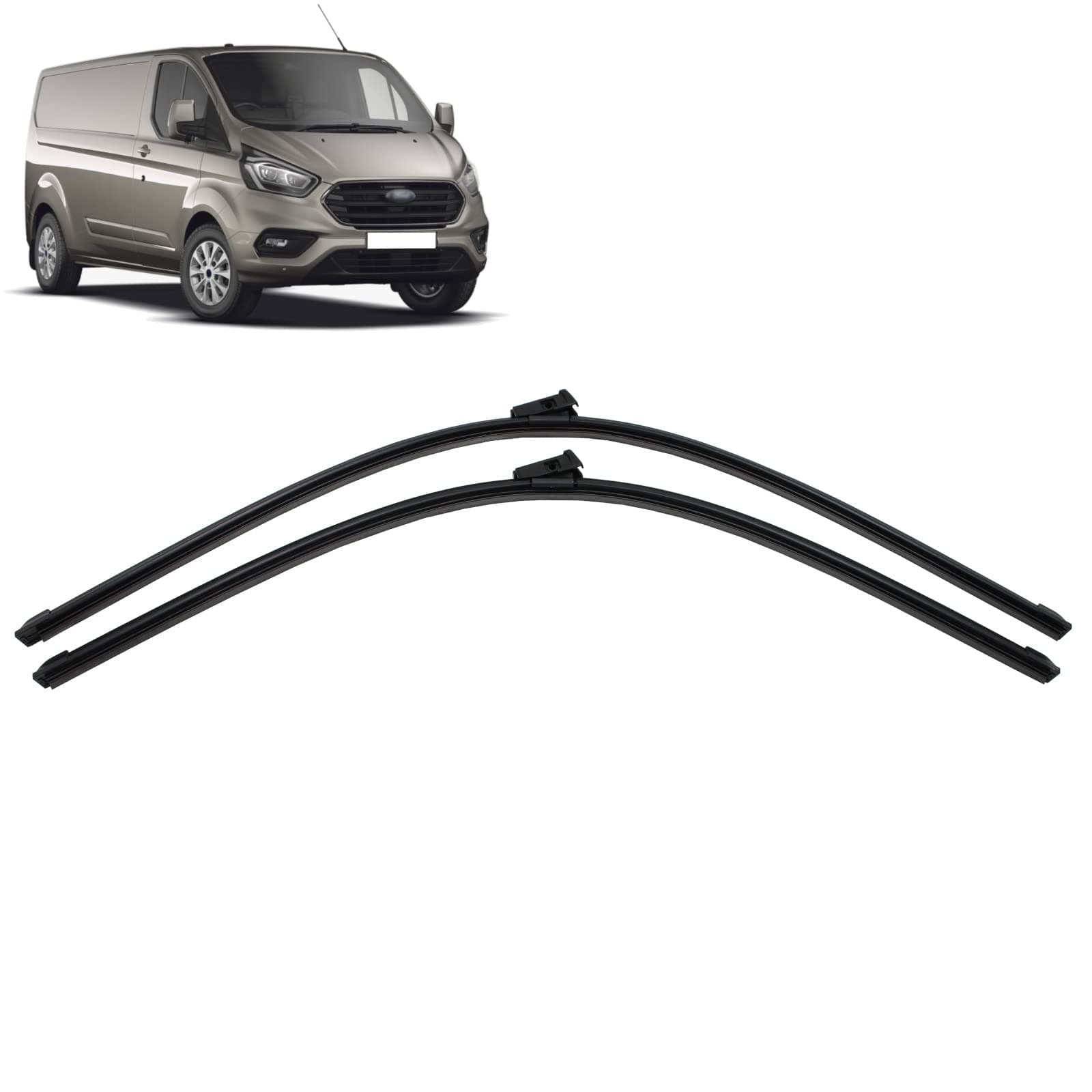 Front Windscreen Flat Wiper Blade Set For Ford Transit Tourneo Custom 2012 Onwards GK2JS17528AA 2120663 BK2JS17528AA 1788433, Pair 30" 28"