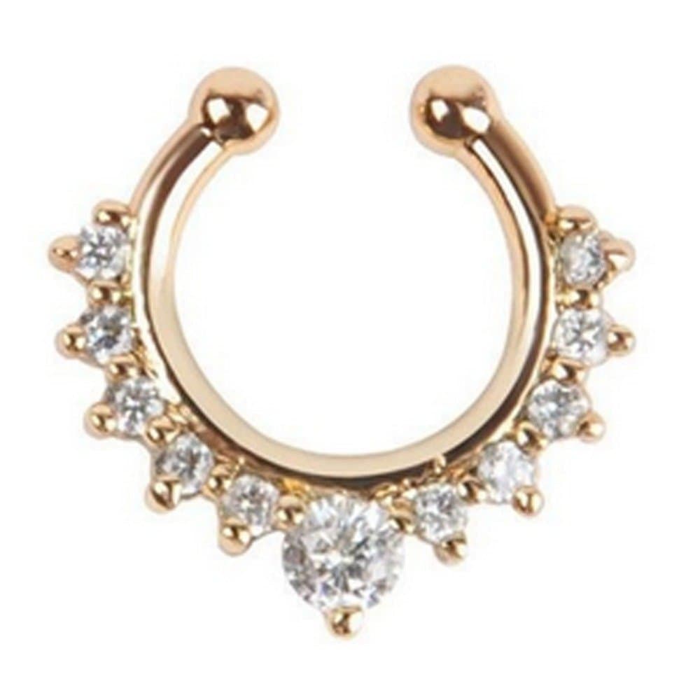 1-3pcs Fake Nose Ring cz Crystal Septum No Piercing clicker Faux Clip Non Pierced Small Hoop Ring Women Body Jewelry Silver Rose Gold