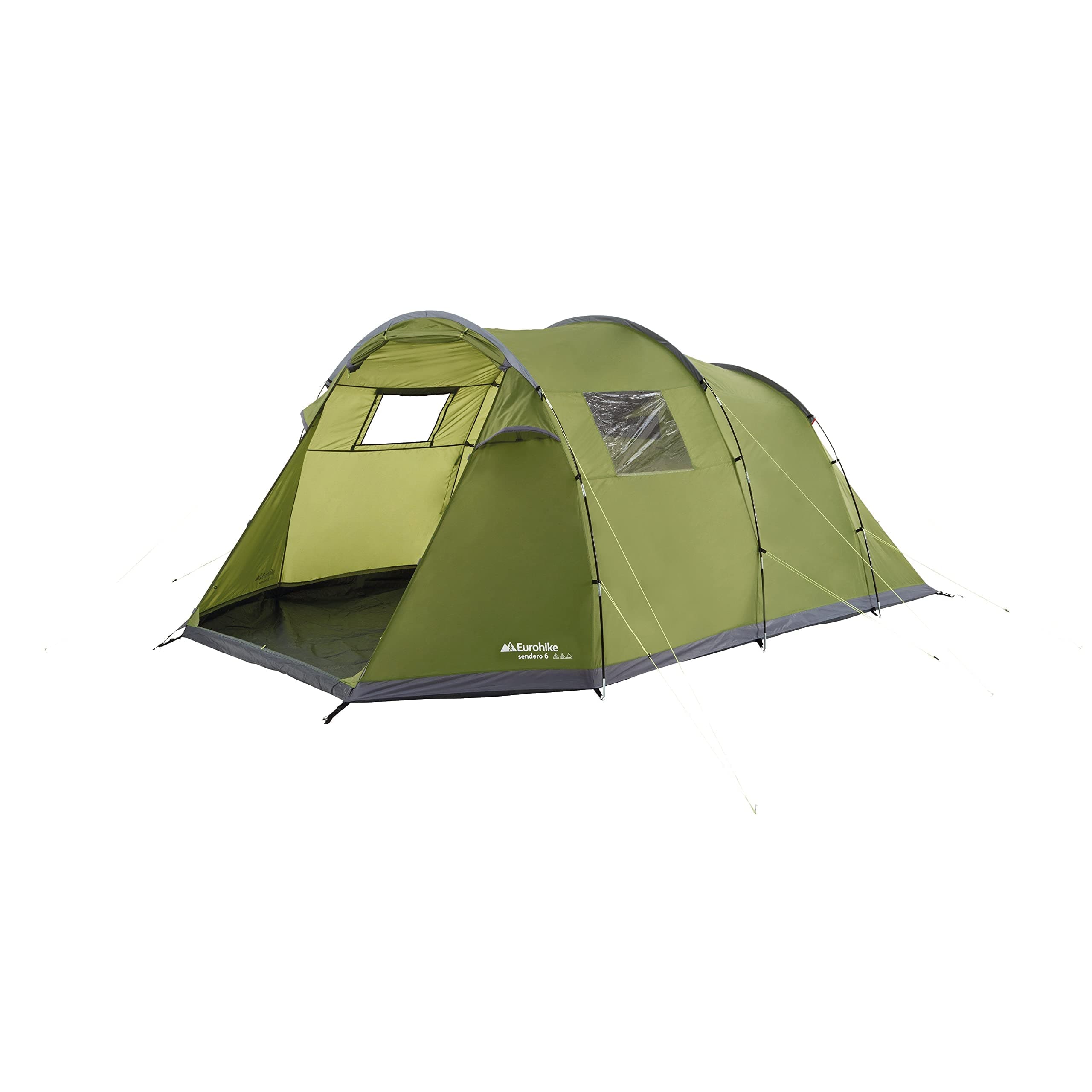 Eurohike Sendero 6 Man Family Tent with Porch & Spacious Living Area, 6 Person, Waterproof, Easy to Pitch, Tunnel Design, Ideal for Family Camping Trips & Festivals, 2000mm HH