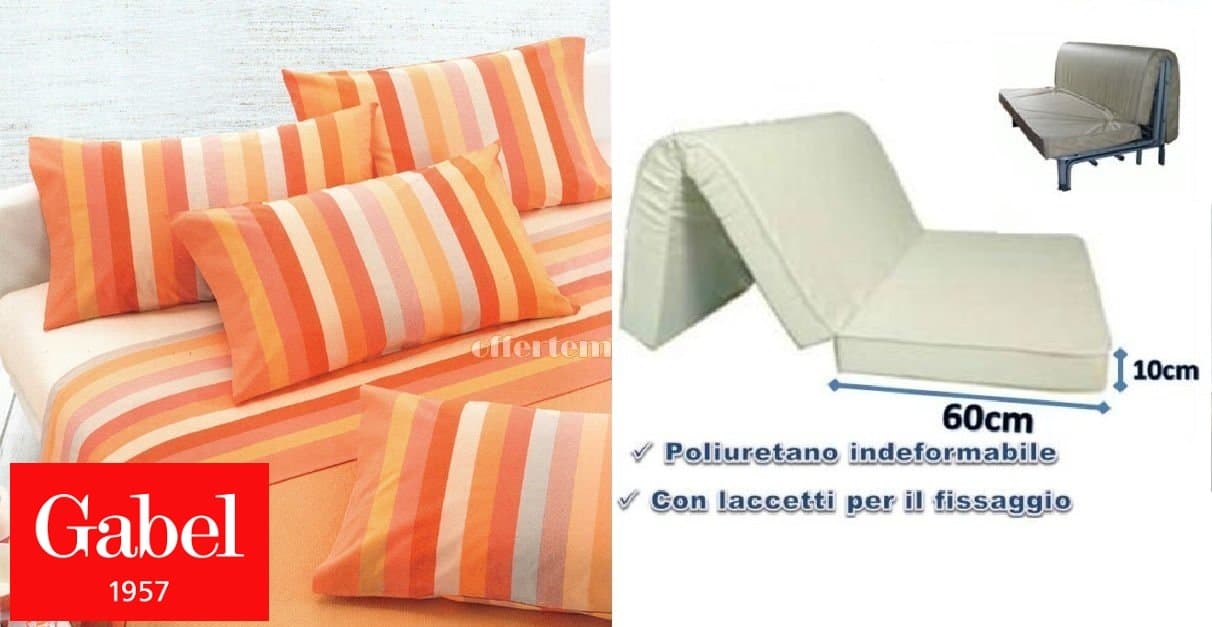 EFFETTO CASA Mattress for Sofa Bed 160 x 190 cm Ready to Hang on Seat Materasso + set lenzuola GABEL beige