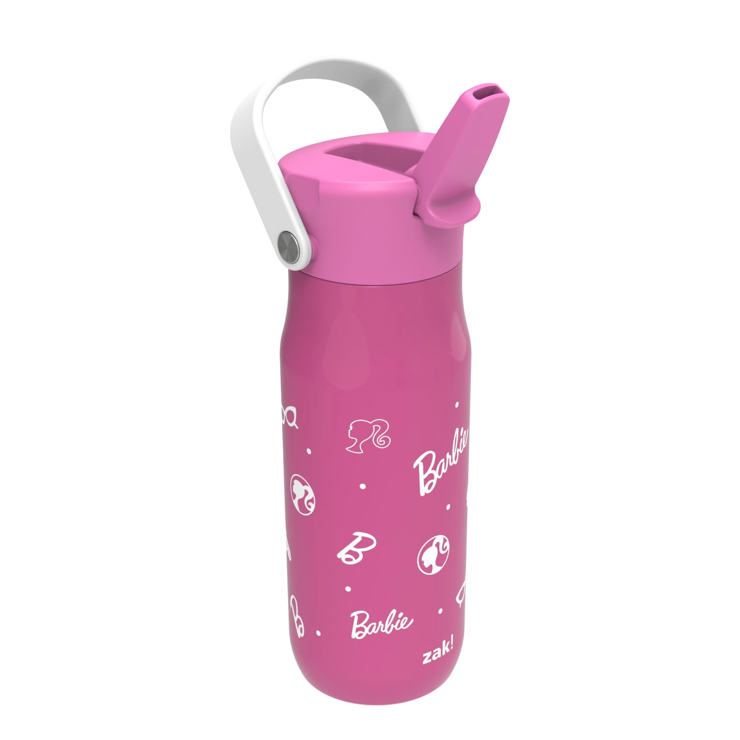Barbie Harmony Water Bottle for Travel or At Home, 20oz Stainless Steel is Leak-Proof When Closed and Vacuum Insulated with Straw Lid and Carry Handle (Pink)