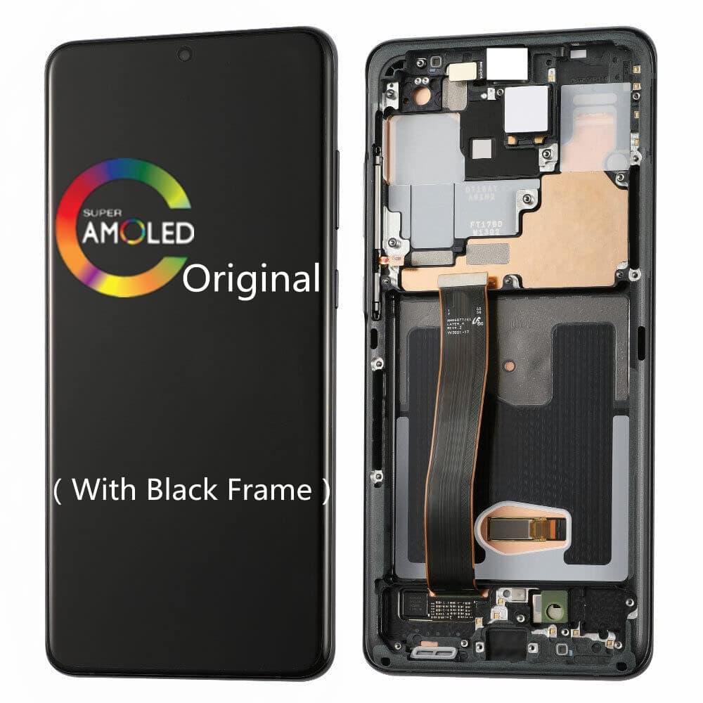 6.9 Inch Original AMOLED for Samsung Galaxy S20 Ultra LCD Screen Replacement S20Ultra 5G G988 G988U G988BU1,G988W,G988B/DS Touch Screen Display Digitizer (with Black Frame)
