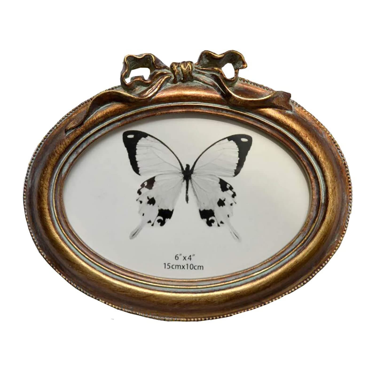 Vintage Picture Frame Oval Antique Tabletop and Wall Hanging Photo Frame with Glass Front for Home Decor, Bronze Gold (4x6)