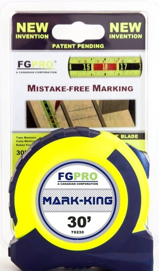 MARK-KING Tape Measure by FGPRO - 30ft - NEW INVENTION - Mistake-Free Marking