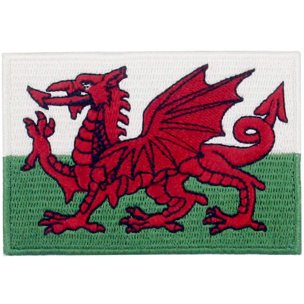 EmbTao Wales Flag Patch Embroidered Welsh Applique Iron On Sew On Emblem