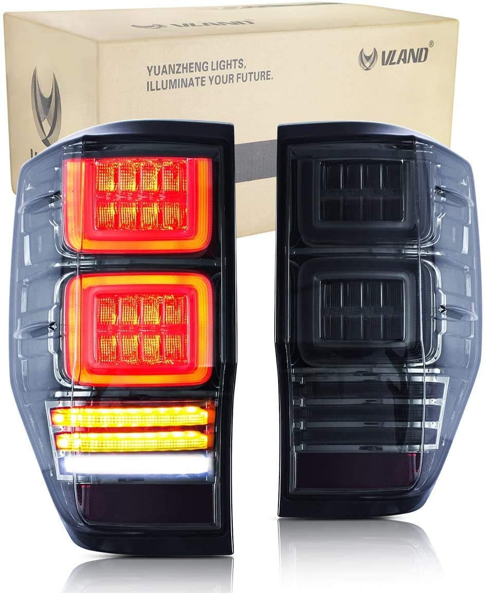 – VLAND LED Rear Lights for Ranger T6 T7 PX Mk1 and Mk2 XL XLT Limited 2 Wildtrak 2012-2020 Tail Light Lamp,with Sequential Indicator,with Full LED Tech (Smoked)