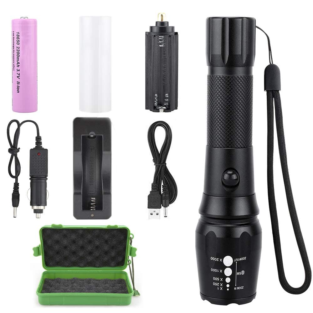 Torch LED Flashlight Adjustable Focus Handheld Flashlight Super Bright 1000 Lumens Pocket Torch Zoomable and Waterproof Camping Outdoor Torch Batteries Included
