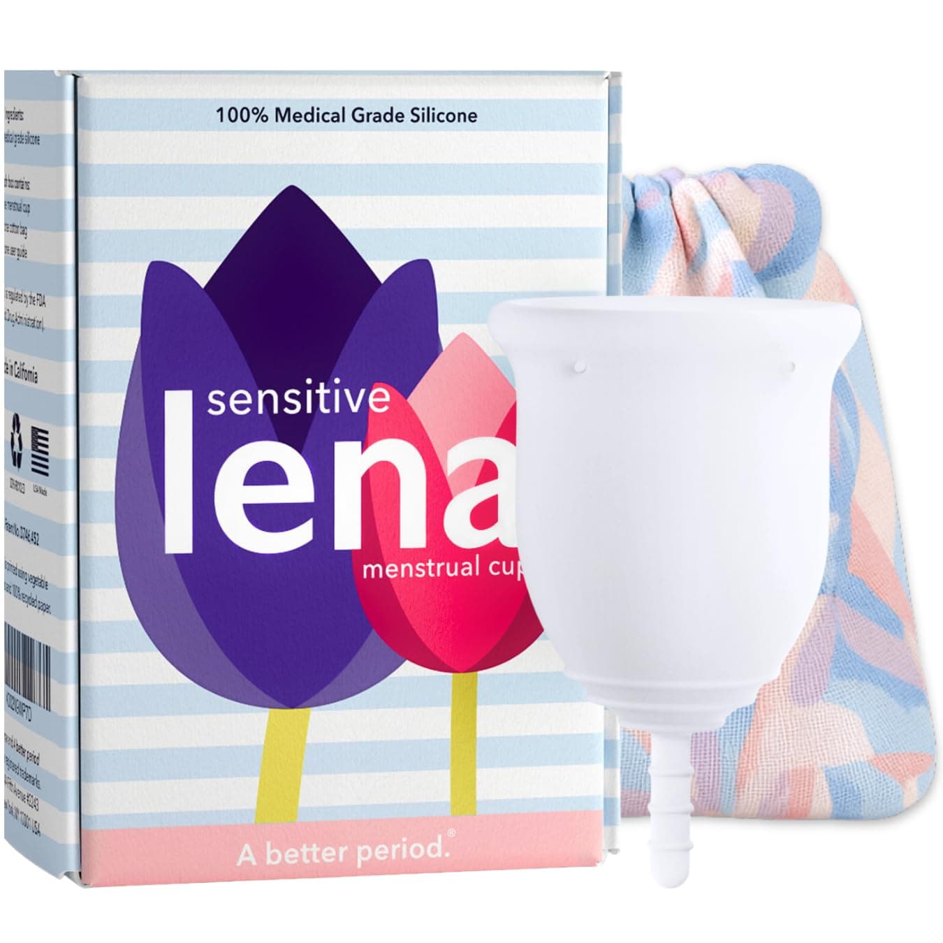 Sensitive Menstrual Cup - Size Large - Ultra-Soft Reusable Silicone Period Cup for Sensitive Anatomy, 12-Hour Comfort, Gentle & Leak-Free Protection (LC-LENA-C-L)