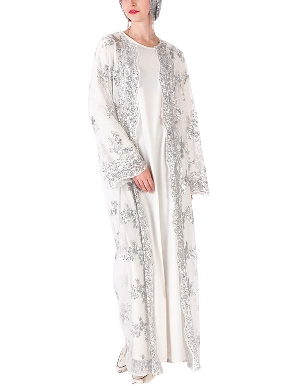 Summer Lace Splicing Saudi Arabia Cardigans Moroccan Kaftan Caftan Muslim Dress Gown Flowy Maxi Islamic Jalabiyas Turkish