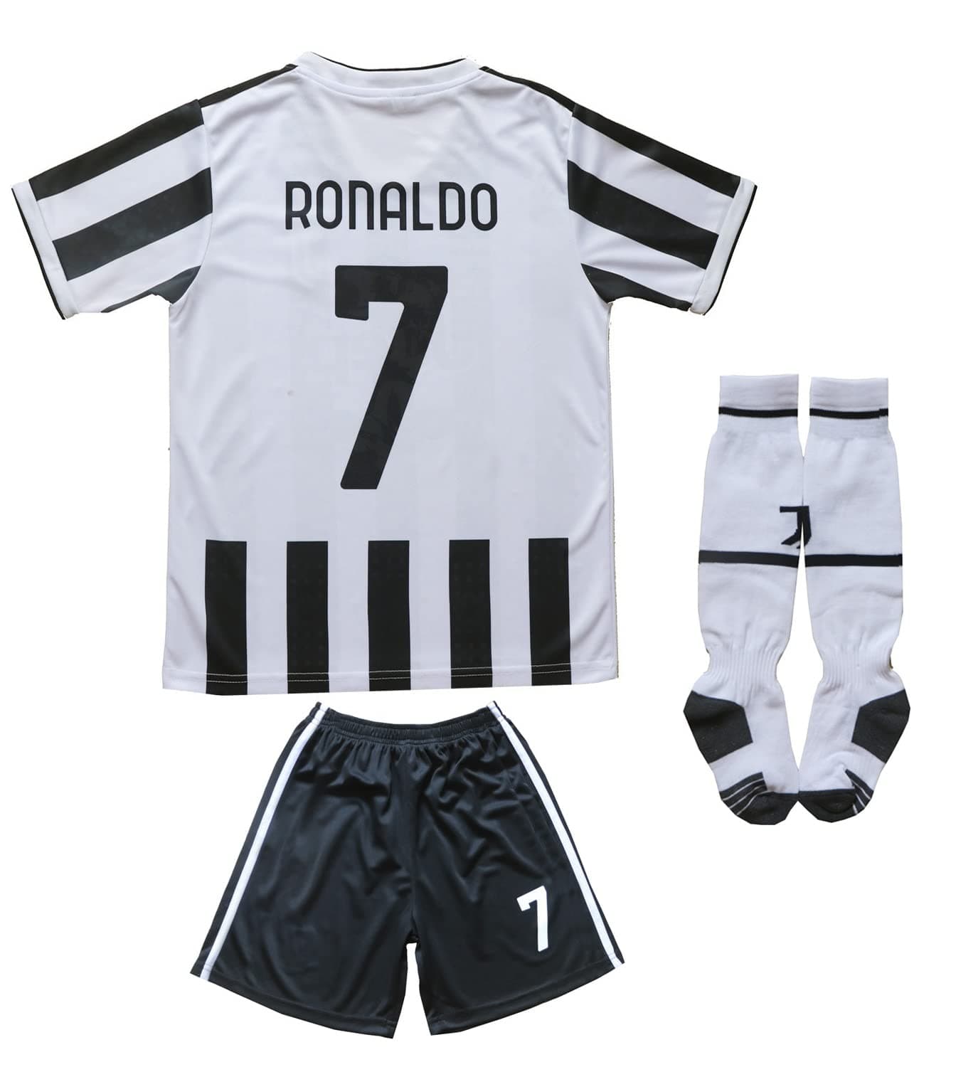 2021/2022 New #7 Ronaldo Kids Soccer Jersey & Shorts Youth Size (White,28)