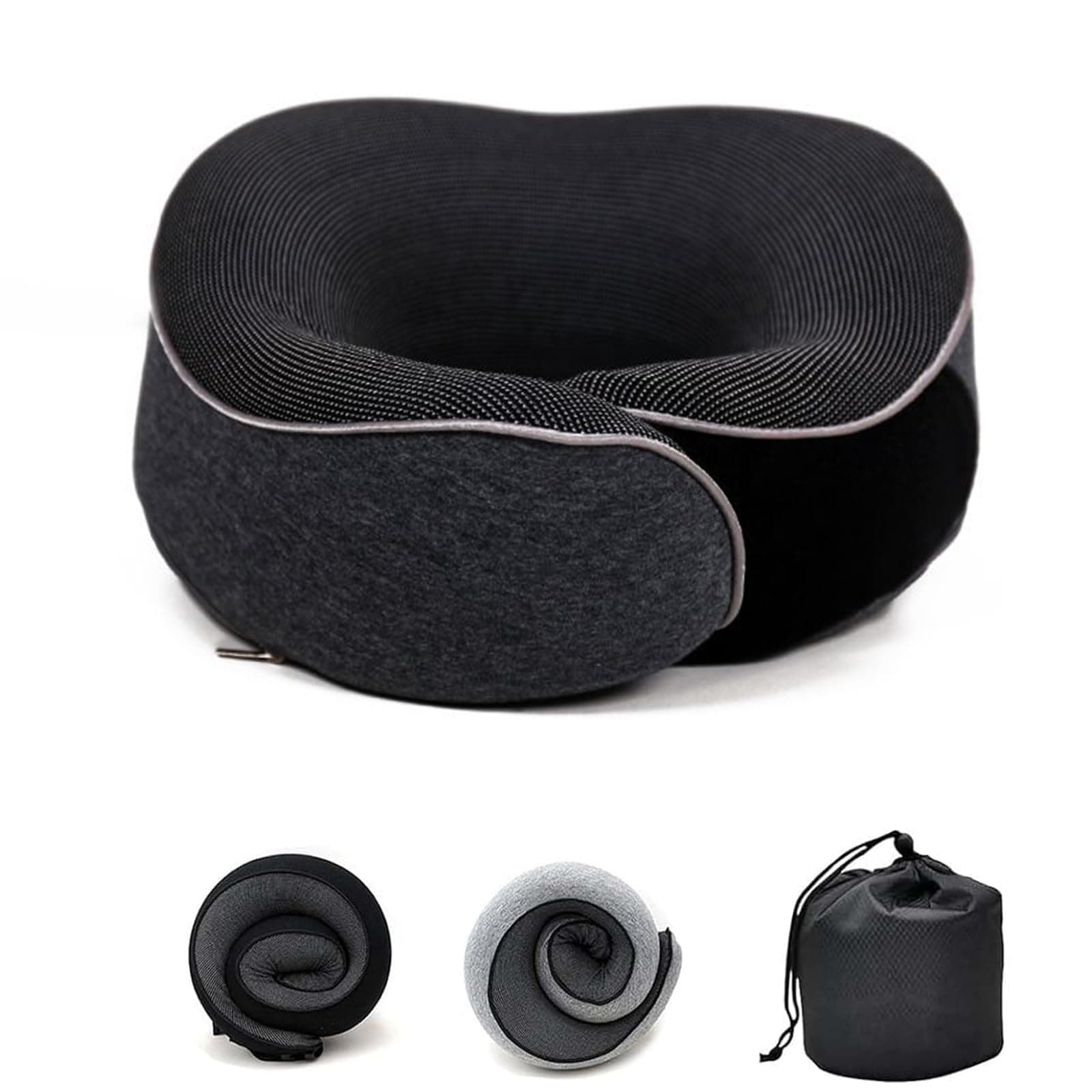 VUCATIN Travel Pillow, Memory Foam Neck Pillow, U Shape Plus Travel Pillow Ergonomic Design Full Neck Surround Pillow for Home,Office,Airplanes & Car (black)