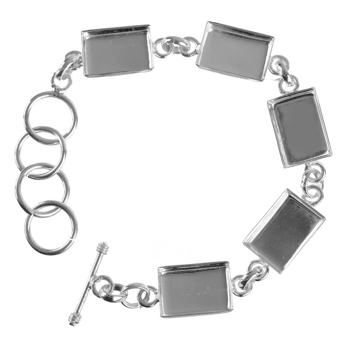 Art Night Out Sterling Silver-Plated Link Bracelet with Rectangle Bezels