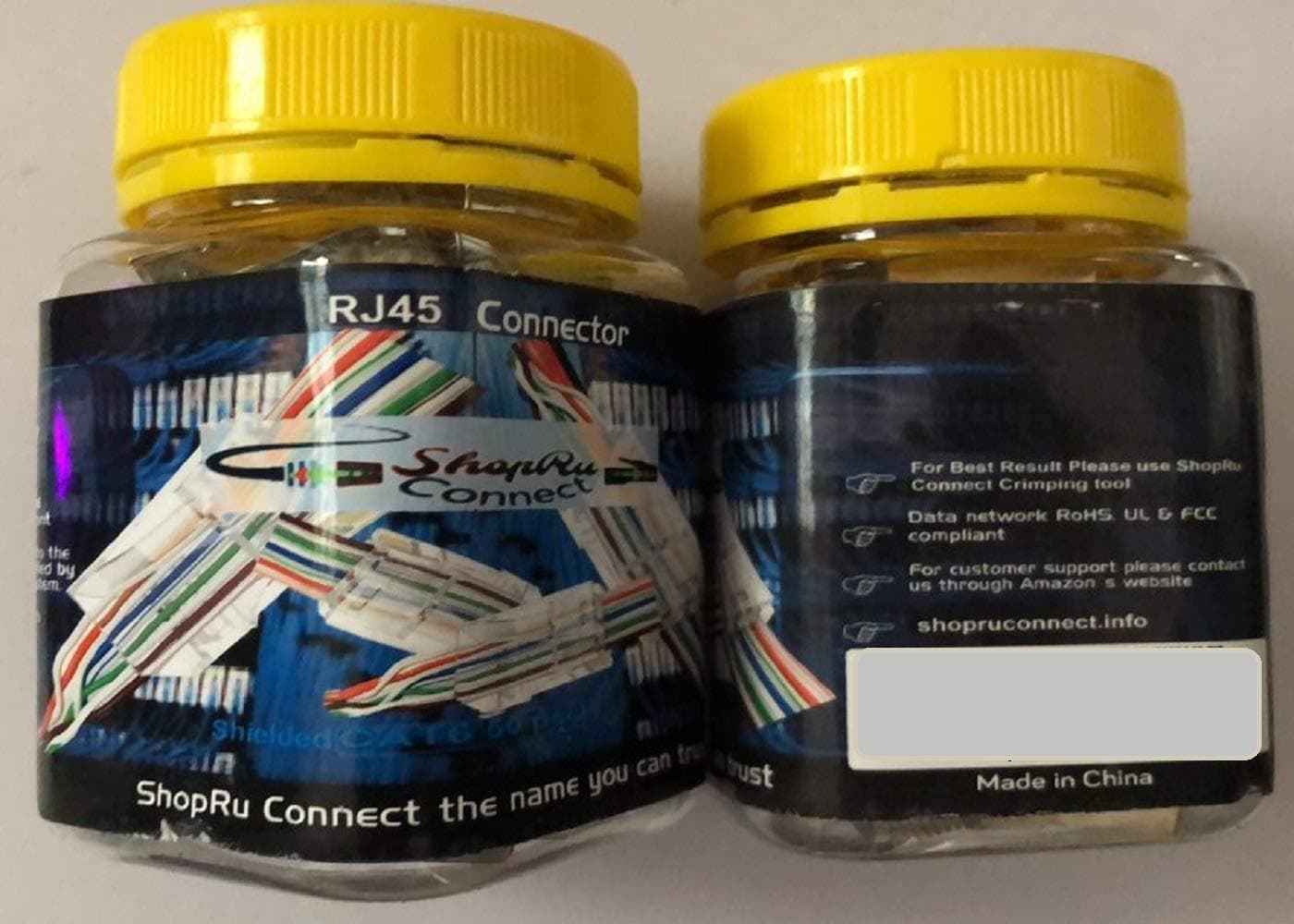 Shielded RJ45 8P8C CAT6 Connectors - End Pass Through Ethernet RJ 45 Gold Plated Network Cable Clamshell, Connector One-Piece High Performance Modular Plug (Shielded Cat6 End-Pass-Through 50 Pcs)