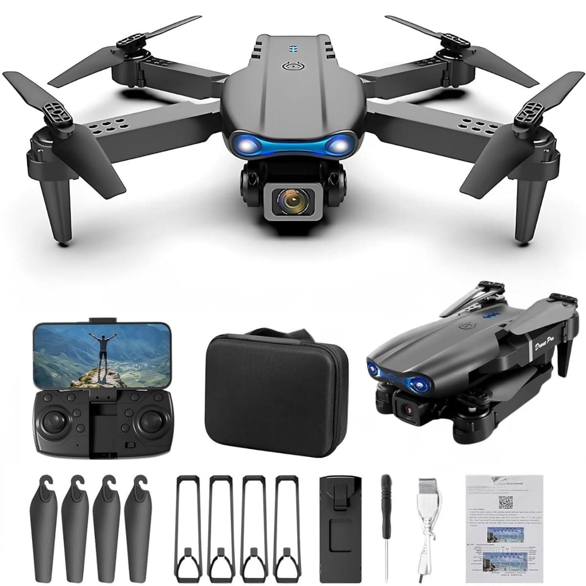 Welko Drone with 4k Camera Foldable 1080P HD Drone with FPV Live Video, Gestures Selfie, Altitude Hold, One Key Take Off/Landing, 3D Series Flips, Headless Mode, Aerial Photography