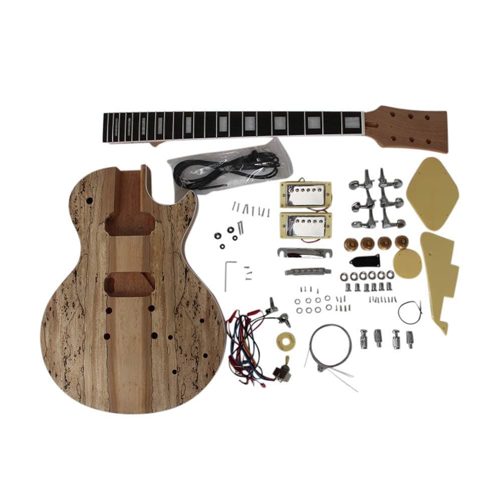 Coban GuitarsGuitar DIY Kit By Coban Guitars LP710 Mahogany Body Spalted Maple Veneer Chrome Fittings Non-Soldering