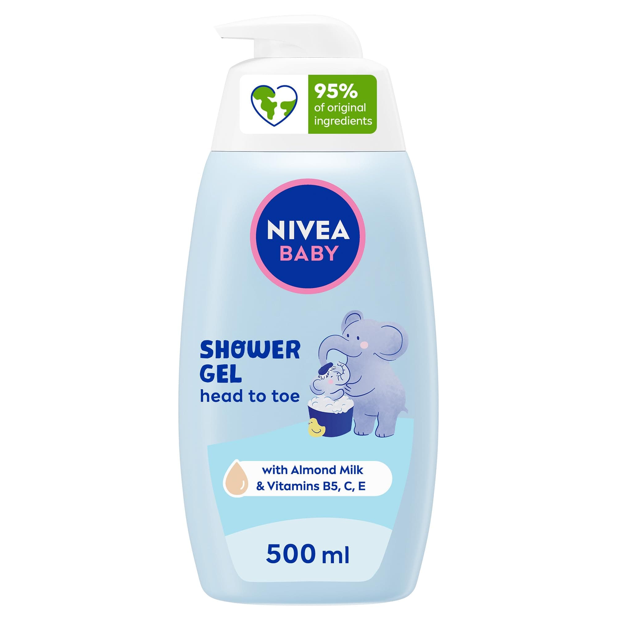 NIVEA BABY Body and Hair Wash Gel 2-in-1, 500 ml with Pump