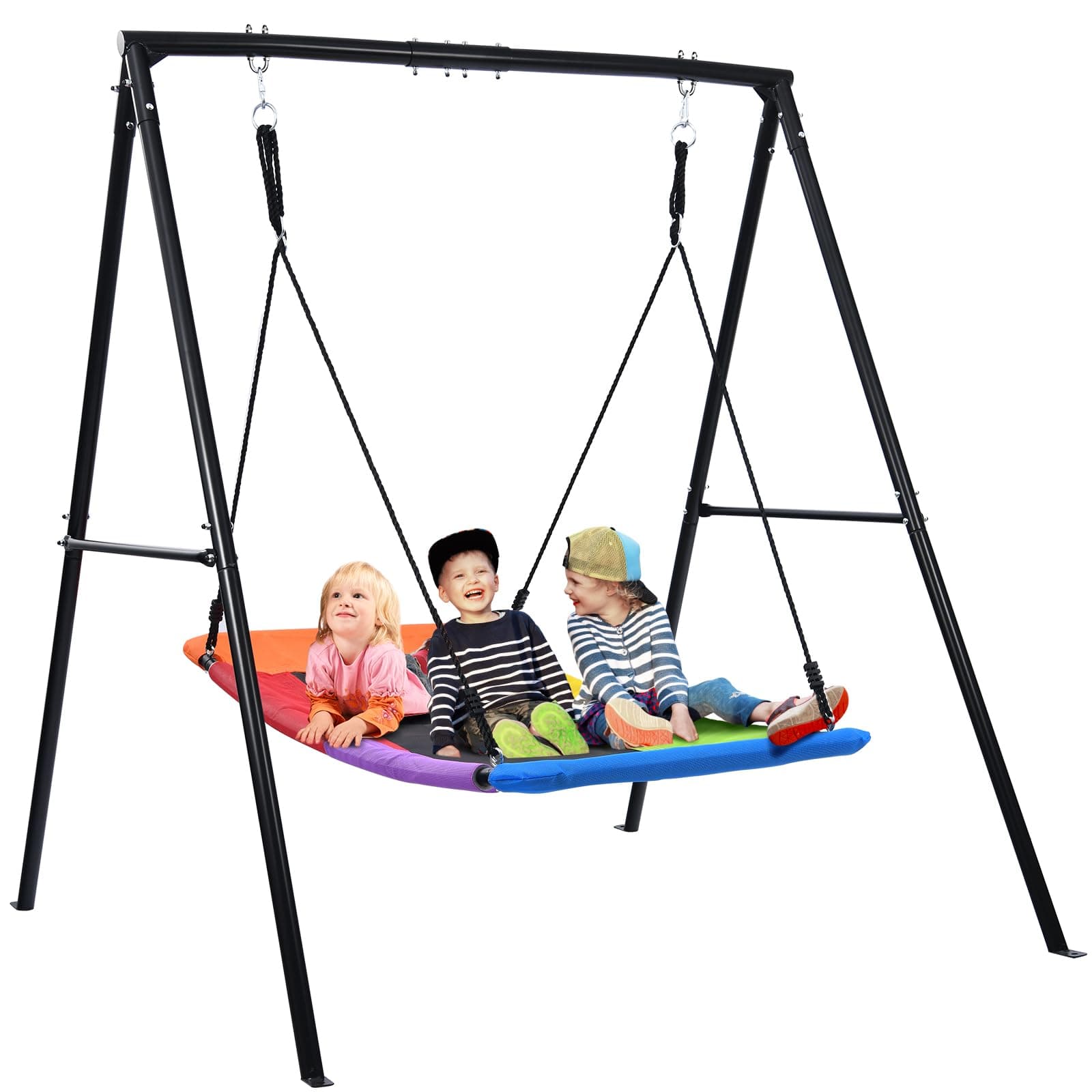 Trekassy Swing Sets for Backyard, 440lbs Heavy Duty A-Frame Metal Stand with 60" Large Platform Swing for Outdoor Playground Park(Patented)