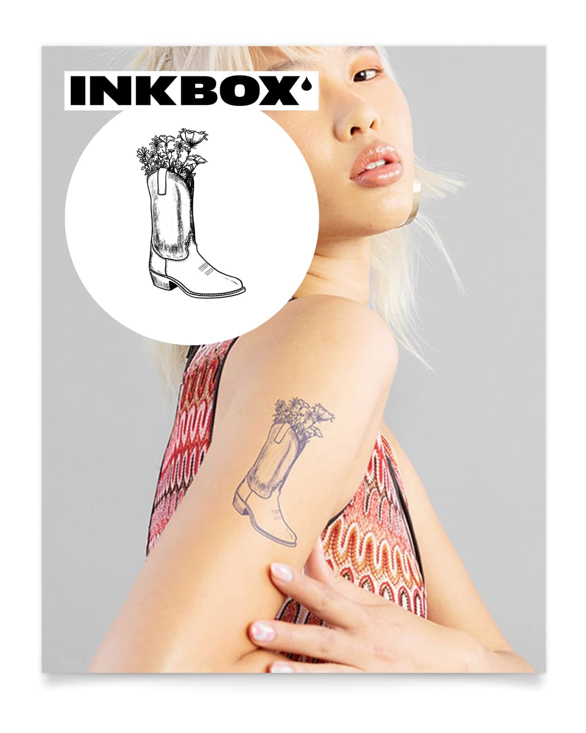 Inkbox Temporary Tattoos, Semi-Permanent Tattoo, One Premium Easy Long Lasting, Waterproof Temp Tattoo with For Now Ink - Lasts 1-2 Weeks, Country Bouquet, 4 x 4 in