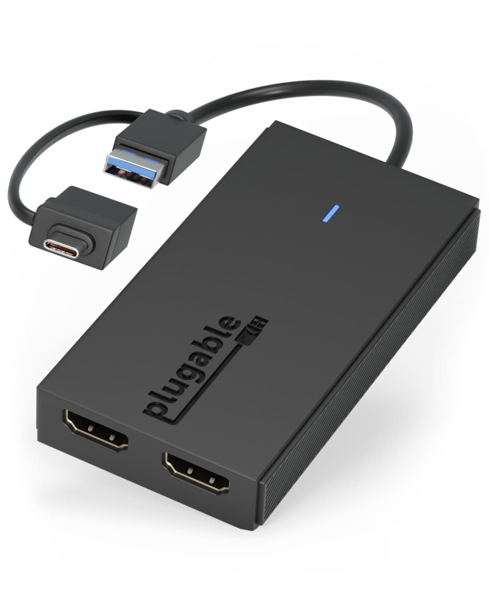 Plugable USB 3.0 or USB C to HDMI Adapter for Dual Monitors, Universal Video Graphics Adapter for Mac and Windows, Thunderbolt 3/4, USB 3.0 or USB-C, 1080p@60Hz