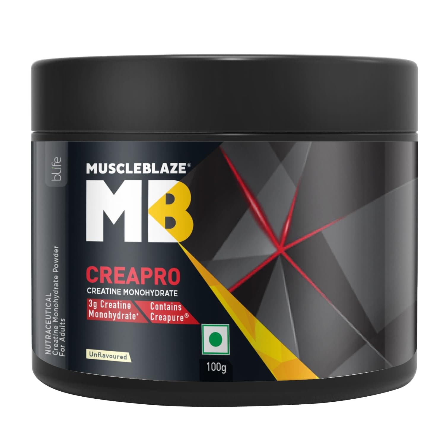 MuscleBlaze CreaPRO Creatine with Creapure® Powder from Germany, Pack of 100 gms, Unflavoured