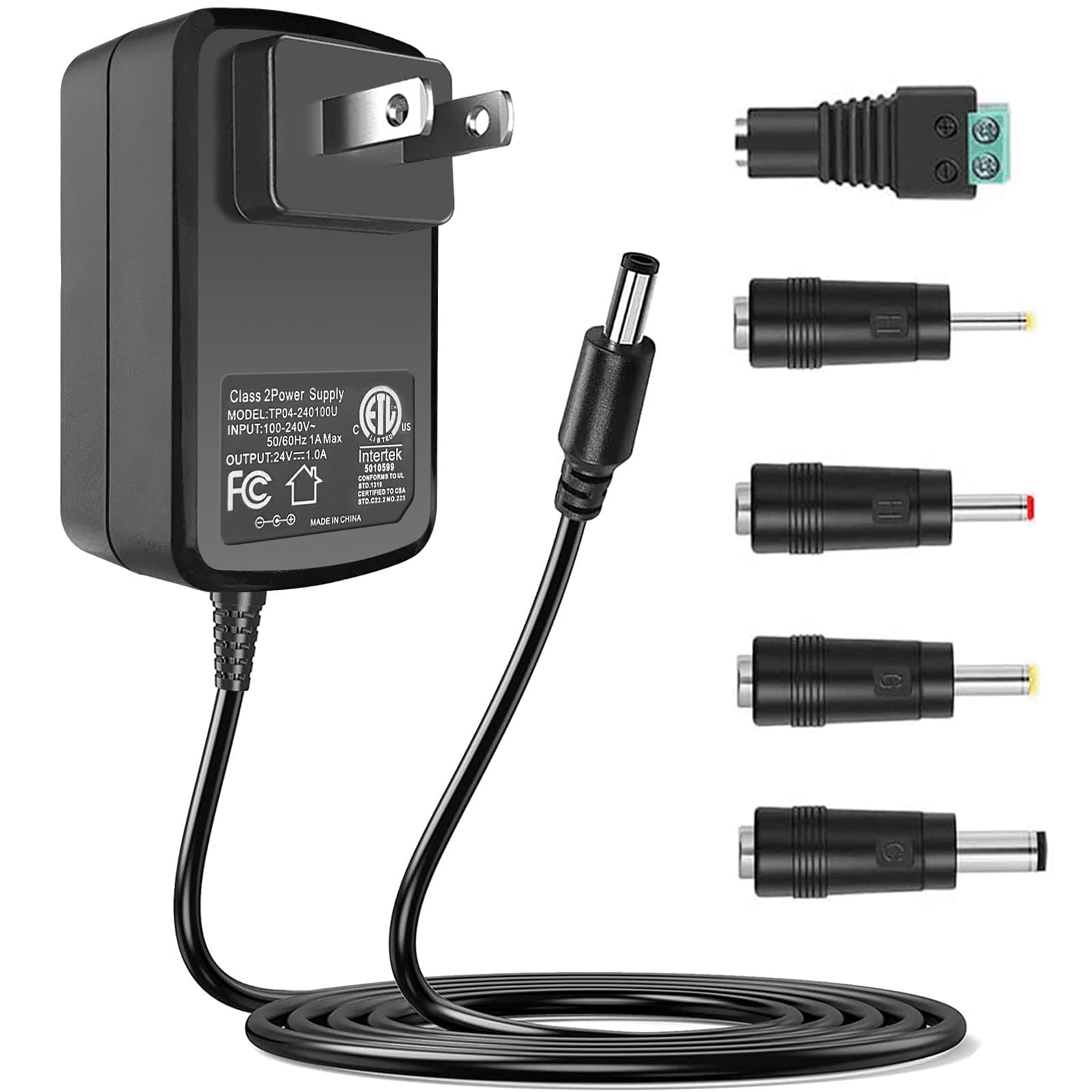 Qanxun100V-240V to 24V 1A AC/DC Switching Power Supply Adapter with 5 Selectable Adapter Plugs