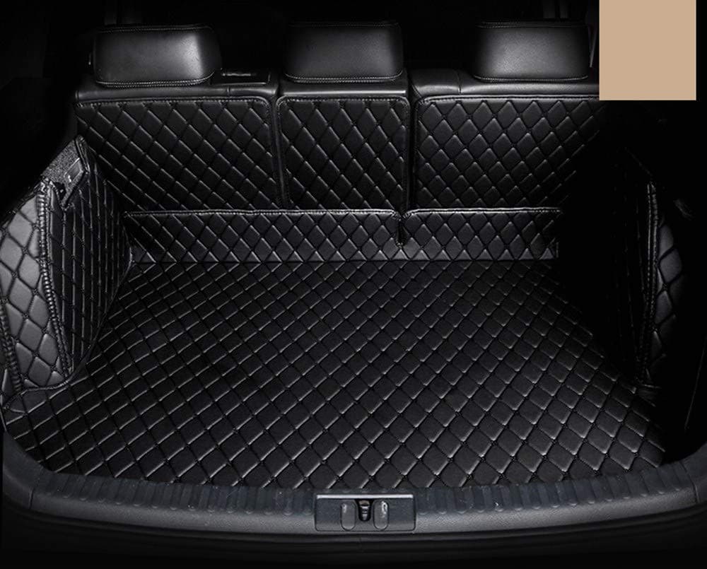 Cool Car Custom fit Cargo Mat boot liner Waterproof Full covered cargo liners Leather Boots Liner Pet Mats for AUDI Q7 (2016-2020 7 seat, Black with black stitches)