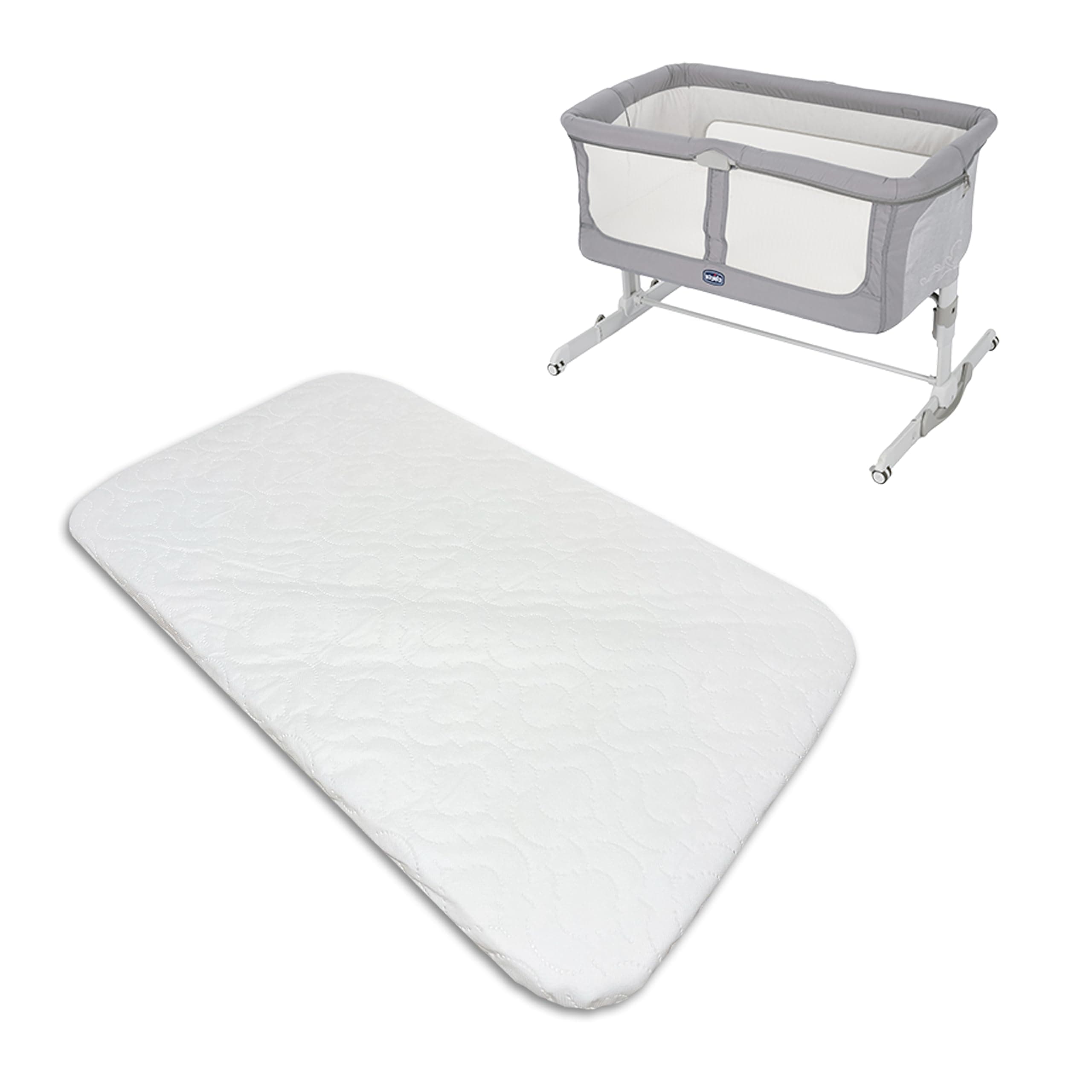 Next2Me Mattress for chicco Crib Foam Mattress Compatible Bedside Travel Cot Next to Me with Quilted Cover (83 x 50 x 5 cm)