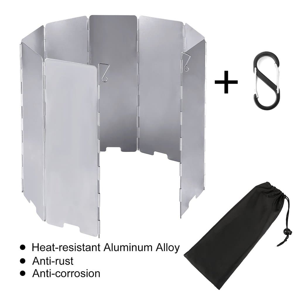 THousCamp Camp Stove Windshield Folding Camping Picnic Cooker Stove Wind Screen-10plates
