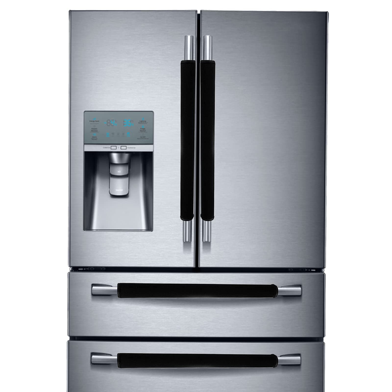 Miaowater 4 PCS Refrigerator Door Handle Covers Kitchen Appliance Decor Handles Anti-Skid Anti-Static Protector Fridge, Dishwasher Oven Keep Off Fingerprints,Food Stains (Black)