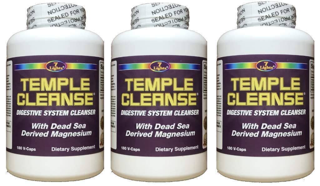 7 LightsTemple Cleanse Colon Cleanse Detox, Oxygenated Magnesium, Eliminates Constipation Gas Bloating 540 Capsules (3-Pack Special)