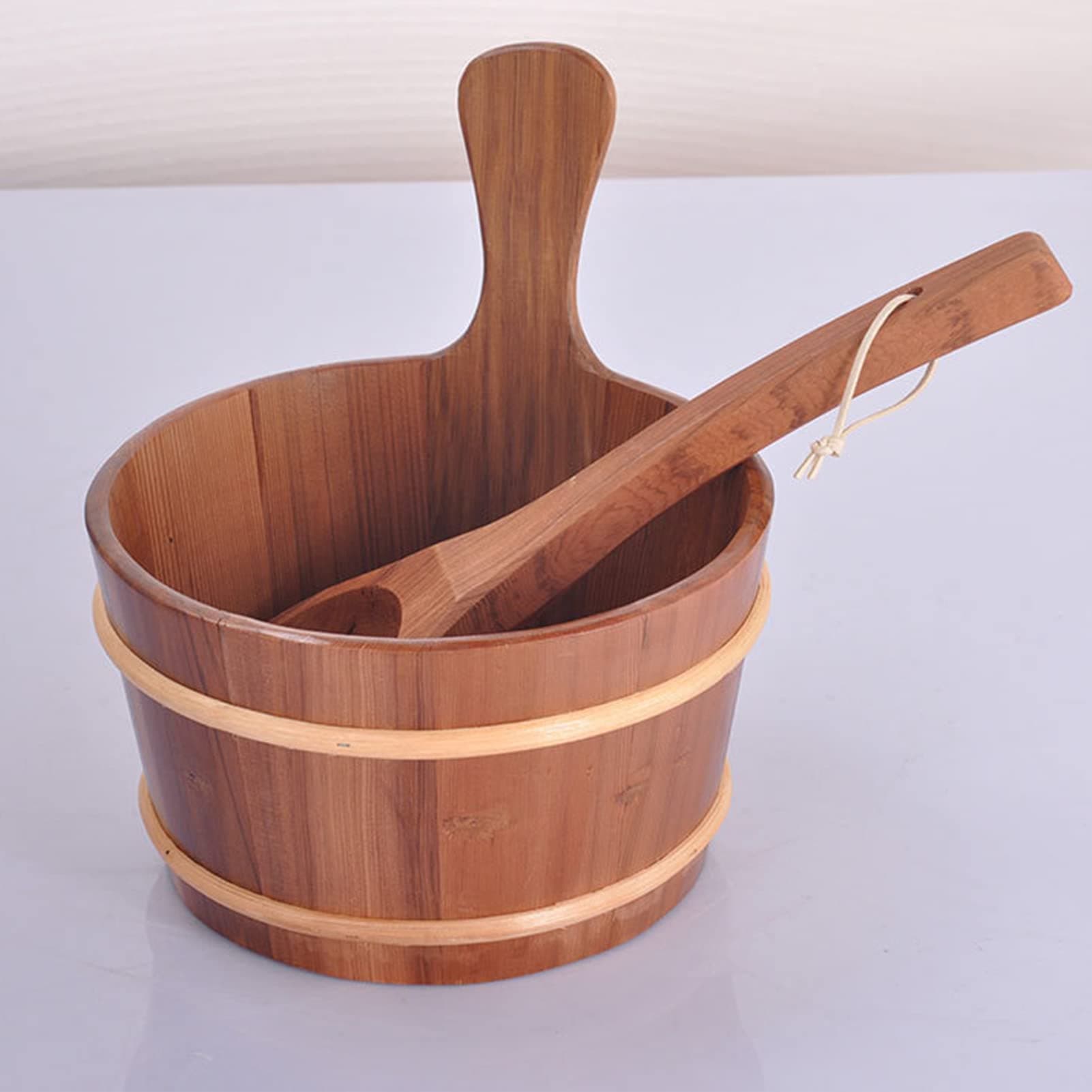 Sauna Bucket Set Cedar Wood with Sauna Bucket Including Insert and Sauna Ladle,Sauna Accessories, Sauna Bucket