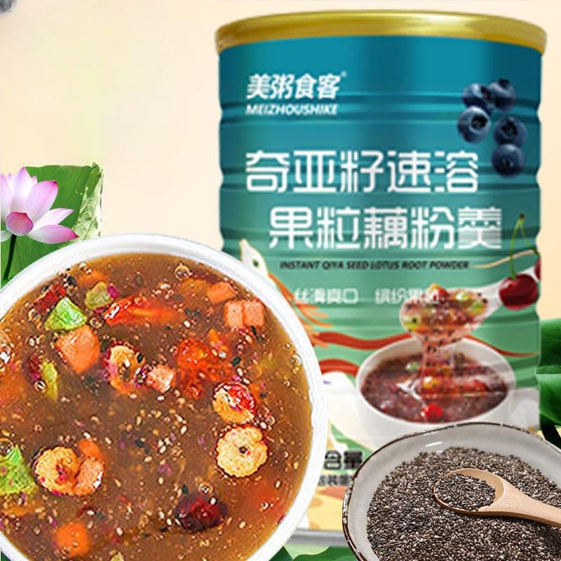 Tremella Soup Sweet Scented osmanthus, Instant Lotus Root Starch Soup, Fruits Breakfast Porridge, nut and Lotus Root Powder (Chia Seed Fruit Nut Lotus Powder,1 can)