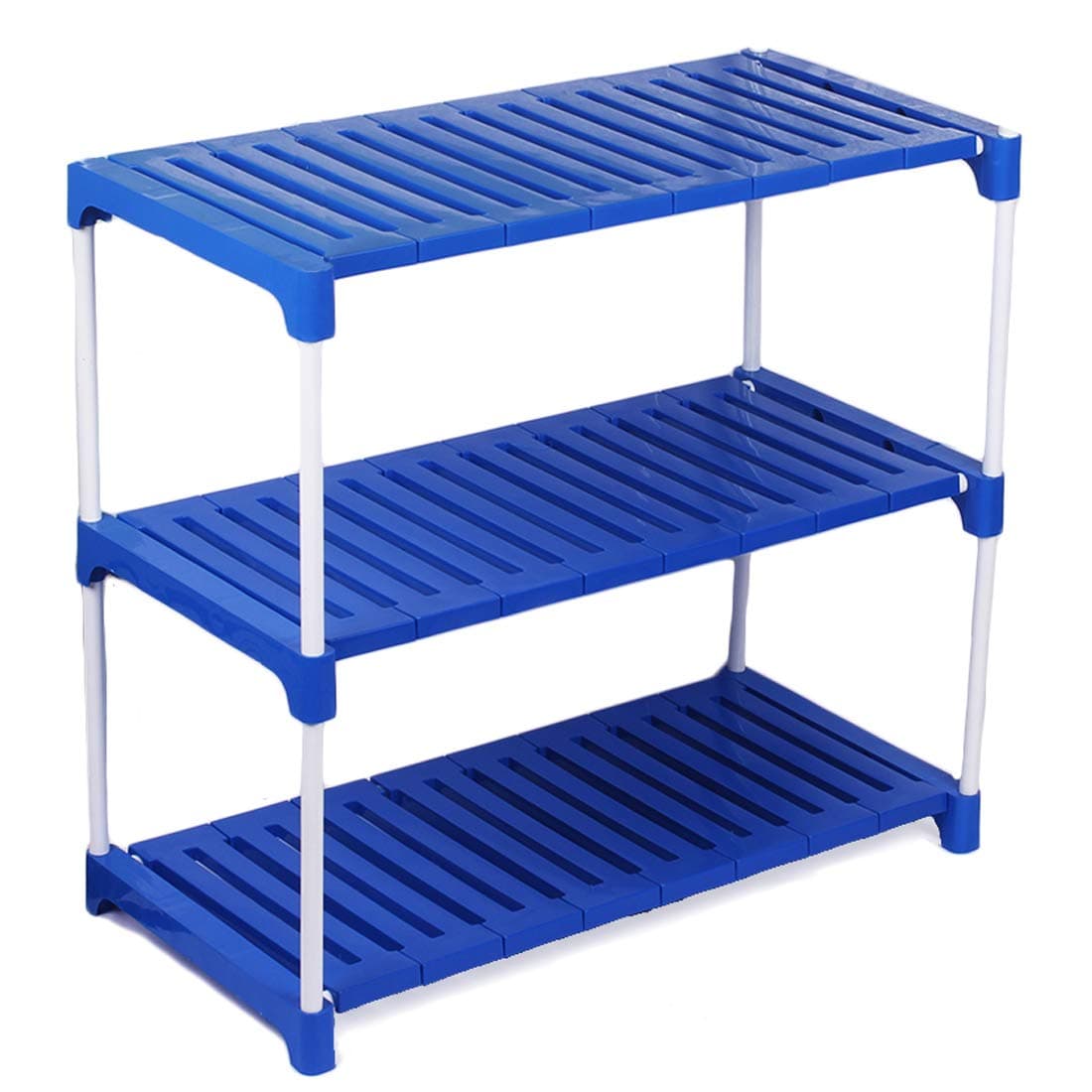 Ebee Metal and Plastic Multipurpose 3 Steps Rack (65 cm x 30 cm x 66 cm, Blue)