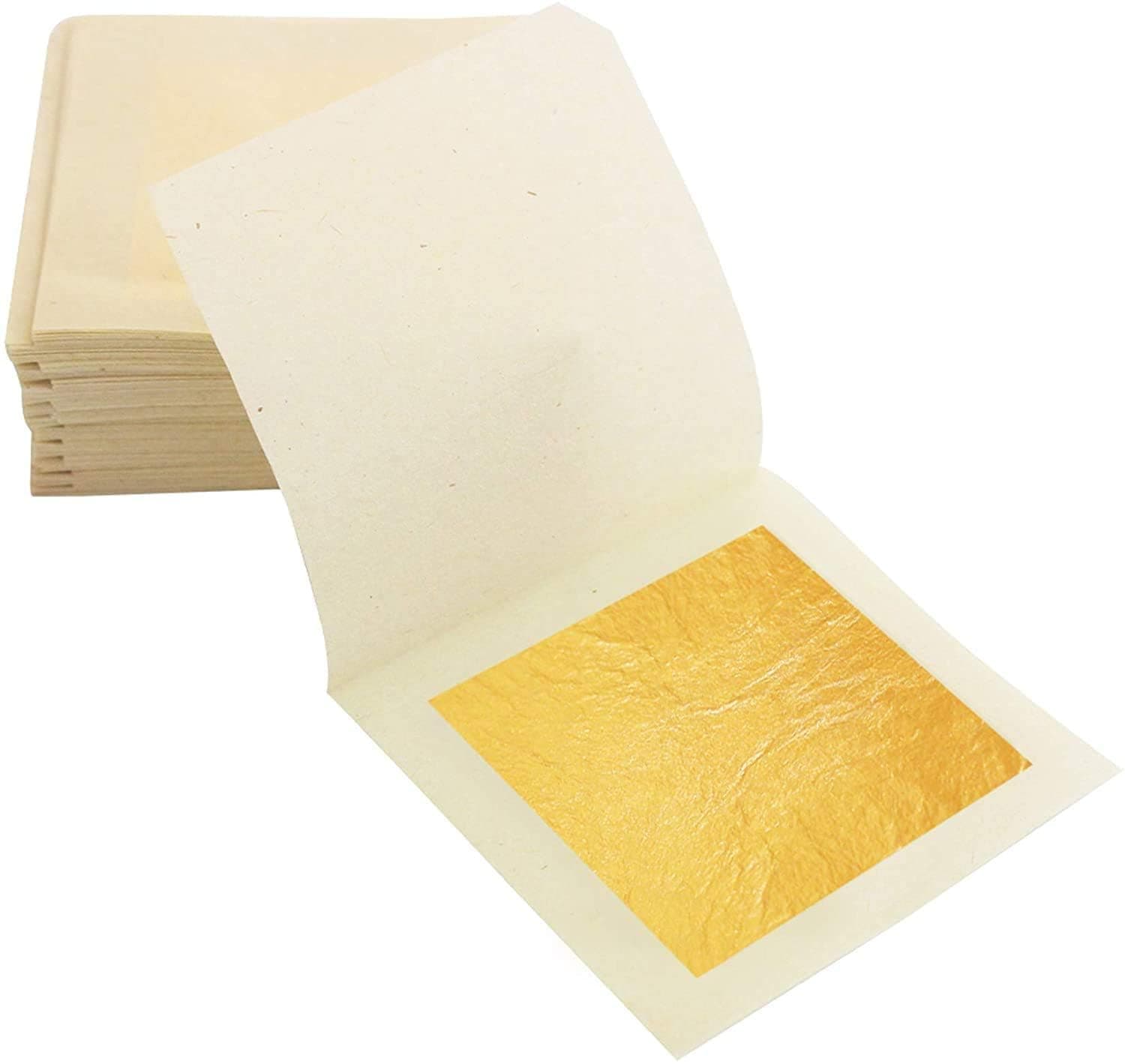 Edible Gold Leaf Sheets, 10 Sheets 1.97" 24kt Gold Foil Edible for Cake Baking, Genuine Food Gold Foil Paper for Cooking, Dessert, Gilding, Craft Art, Holiday Decoration