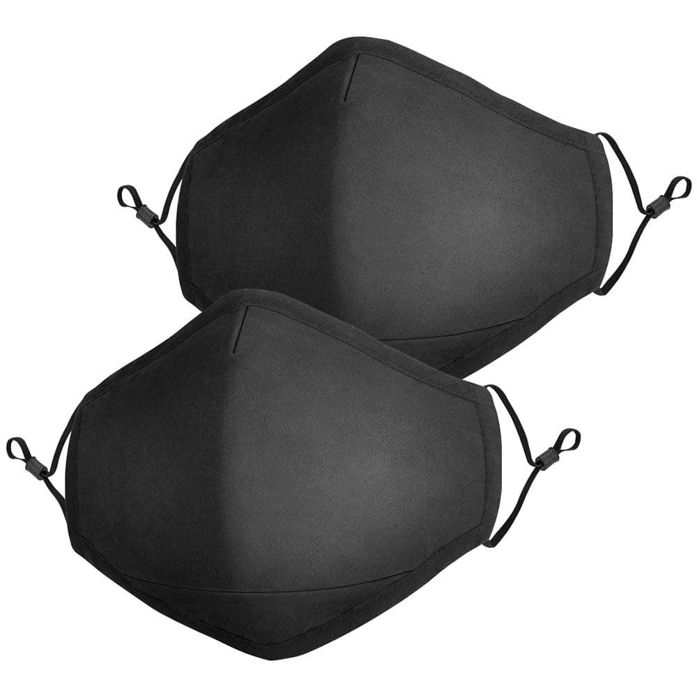 Jugaogao 2 Pack Cotton Cloth Reusable Washable Face Mask - Black 2 pack