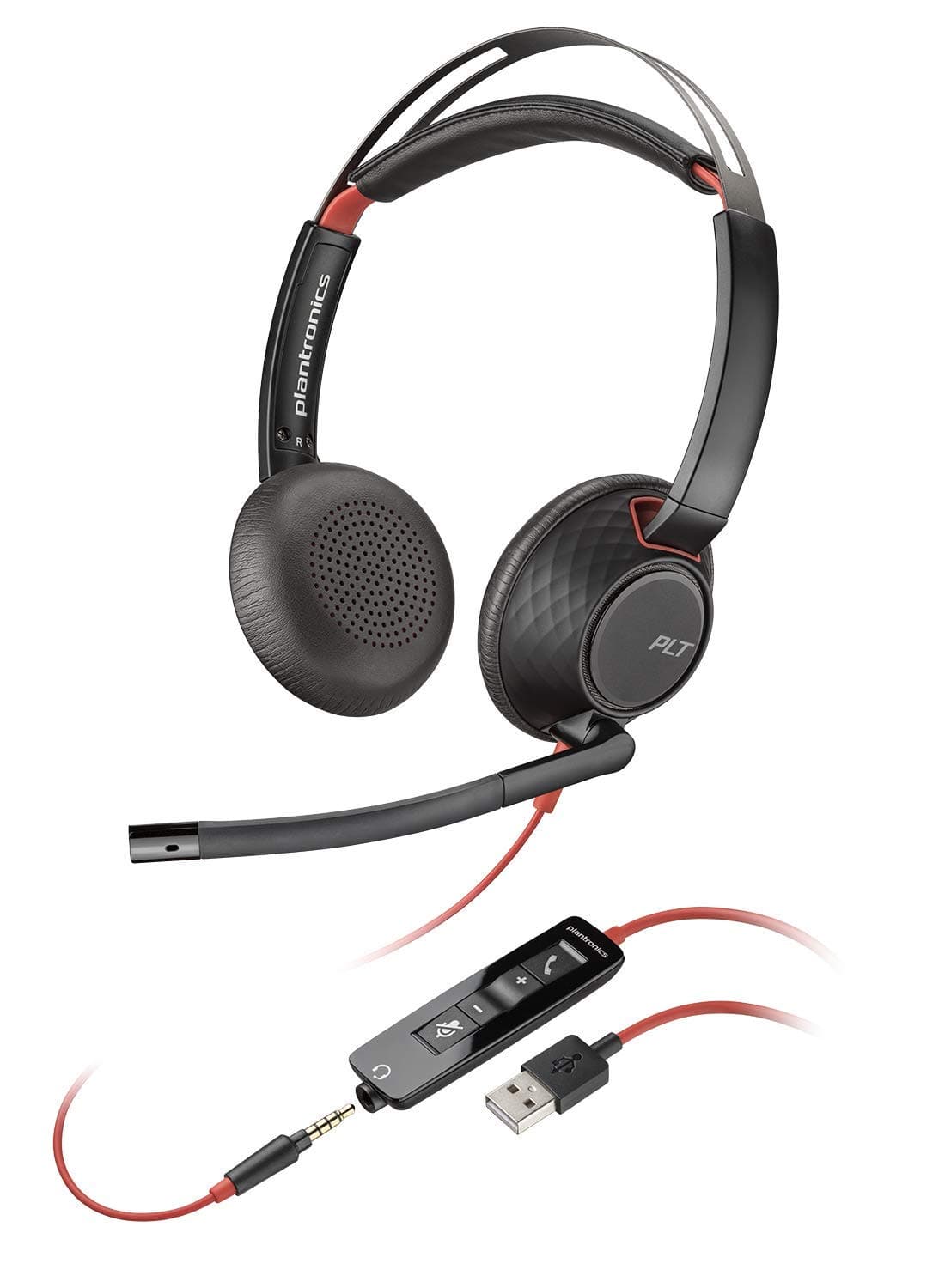 Poly Plantronics - Blackwire C5220 - Wired, Dual-Ear (Stereo) Headset with Boom Mic - USB-A, 3.5 mm to connect to your PC, Mac, Tablet and/or Cell Phone
