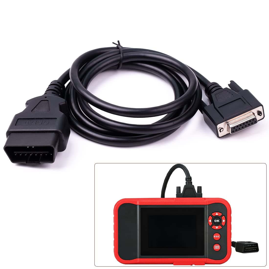 Gtpartes OBD2 OBDII Main Replacement Cable Fit for Launch X431 CRP129 CRP123 Creader VII+ VIII 5FT