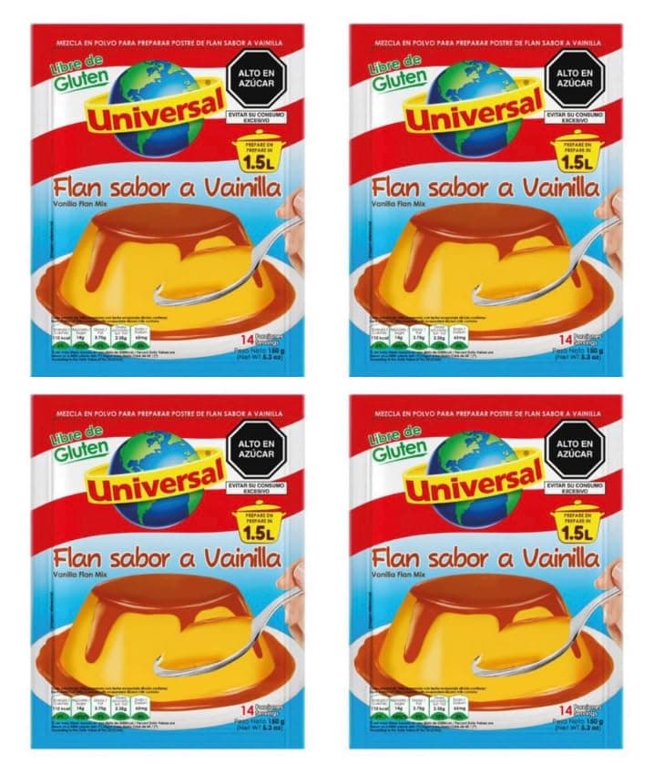 Generic Flan Sabor de vainilla - Universal - 150g - Makes 14 servings per bag - 4 PACK