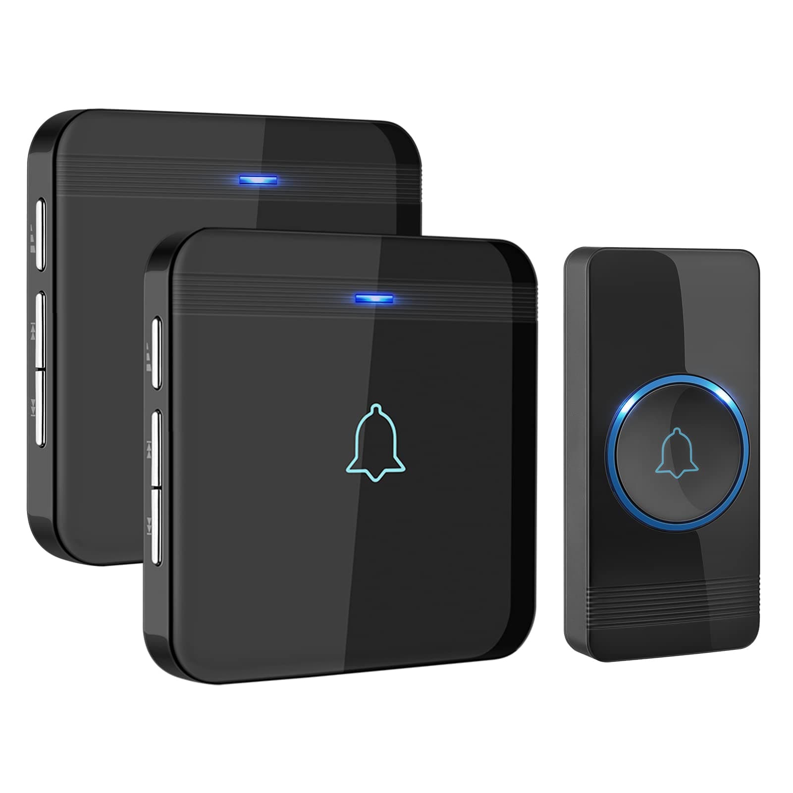 AVANTEK D-3B Waterproof Chime Kit Wireless Doorbell Operating at Over 1300 Feet with 2 Plug-in Receivers, CD Quality Sound and LED Flash, 52 Melodies to Choose From