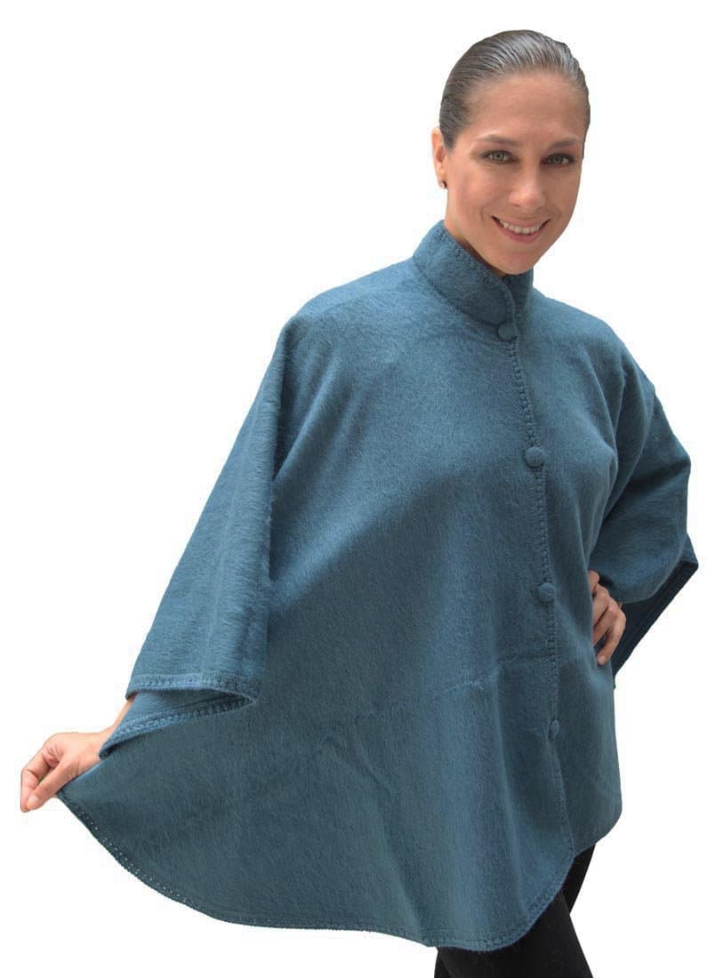 Fine Woven Alpaca Wool Cloak Wrap Cape Ruana Poncho, One Size, Solid Colors