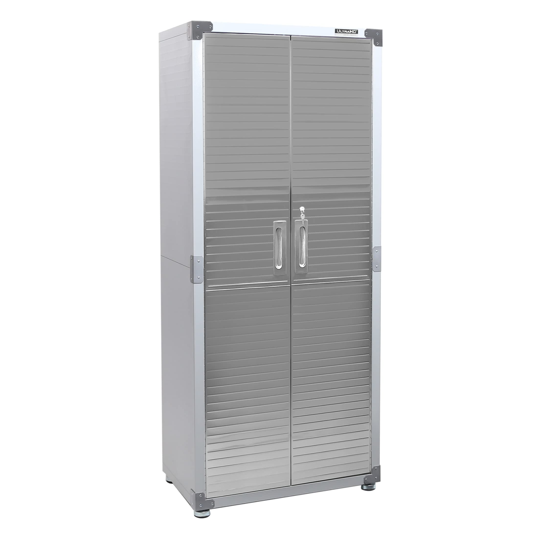 Seville Classics UltraHD Tall Cabinet, Locker Organizer w/Adjustable Shelves for Garage, Warehouse, Office, Classroom, Stainless Steel, Granite, 76.2 x 45.7 x 183 cm
