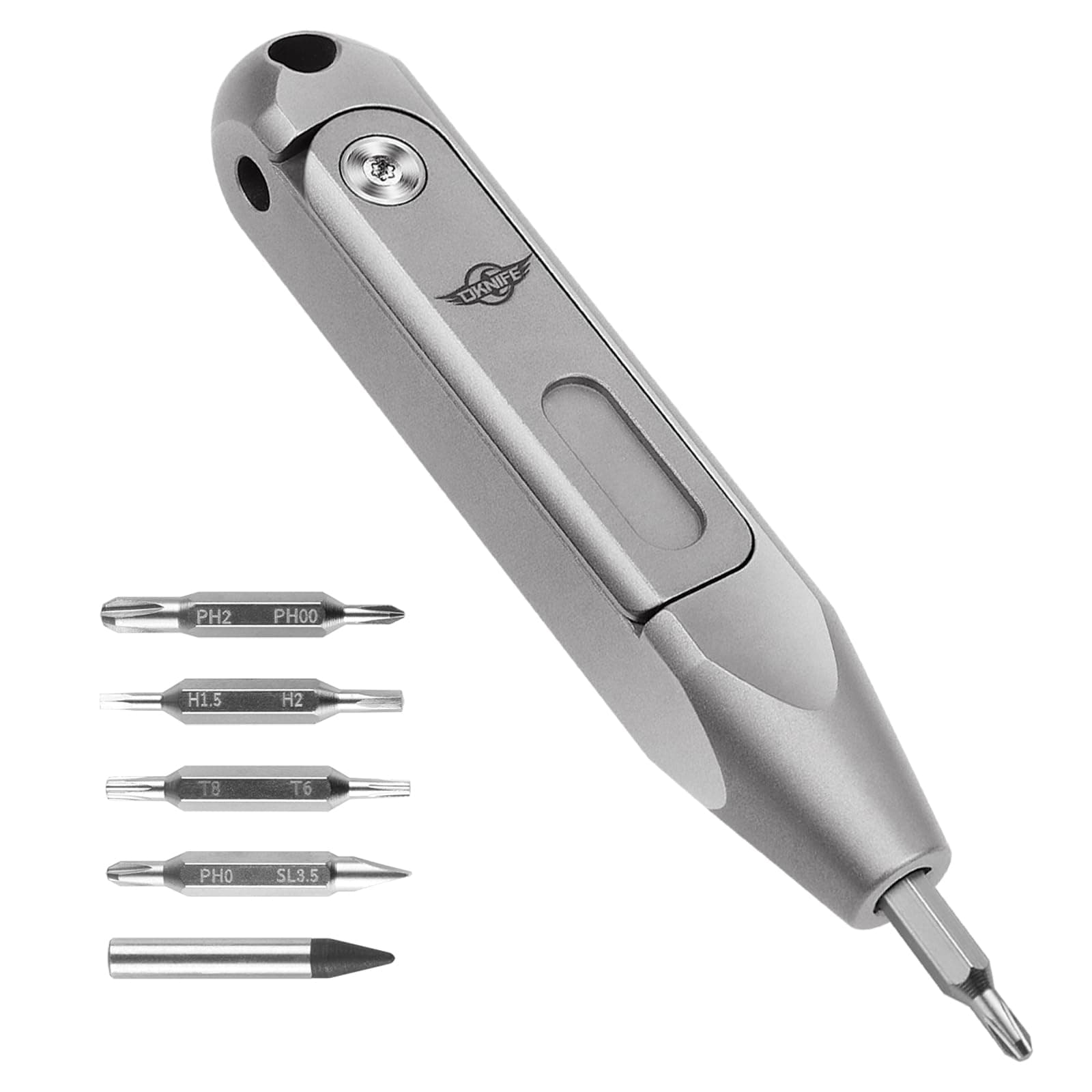 OKNIFE Otacle D1 EDC Titanium Multi-Bit Pocket Screwdriver, 8 in 1 Mini Screwdriver Set Magnetic Repair Multitool for Computer Eyeglasses Daily Home Improvement Use