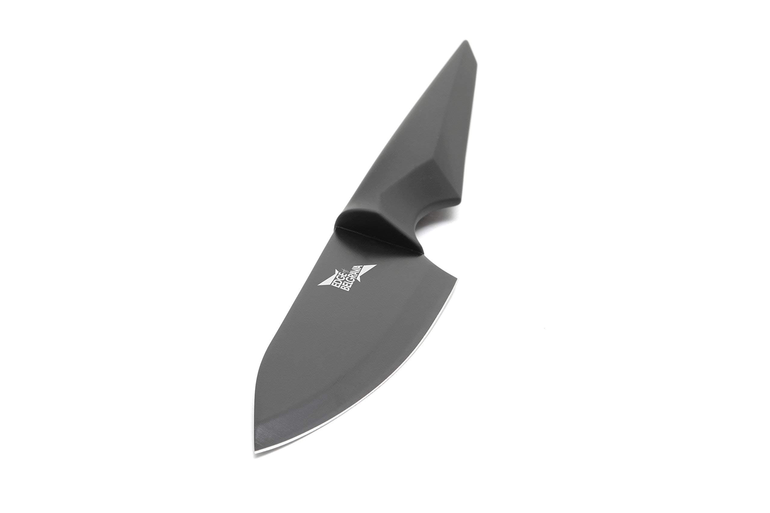 Edge of Belgravia Precision Non Stick, Sharp Stainless Steel Kitchen Knife Blade with Ergonomic Hanlde Grip Heavy Feel for Cooking(Black, 5" Deba Knife, 12.5 CM)