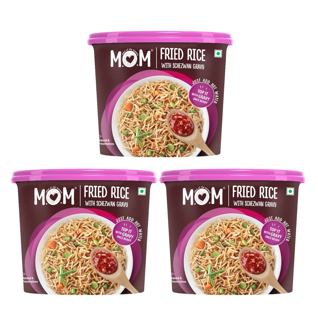 MOM - MEAL OF THE MOMENT Fried Rice with Chezwan Gravy Sauce, 145g - Ready to Eat | Instant Food | Preservative Free 3 Pack