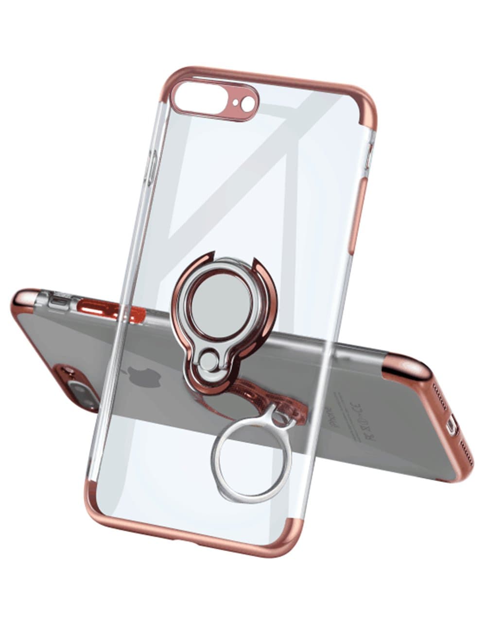 iPhone 7 Plus Case 8 Plus Case,Meetree Phone Cover Clear Slim Ultra Thin Case 360 Rotating Ring Grip Holder Stand Magnetic for Car Mount Shock Absorption Bumper Case for iPhone 7 Plus 8 Plus-Rose Gold
