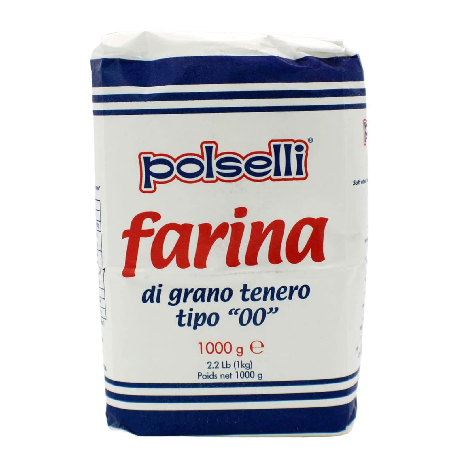 Tipo 00 Flour, All Purpose, Product of Italy, 2.2 lbs, All Natural, (Farina), for baking, pizza, bread, Non GMO, 1 PACK x 1 kg (2.2 lbs) by POLSELLI